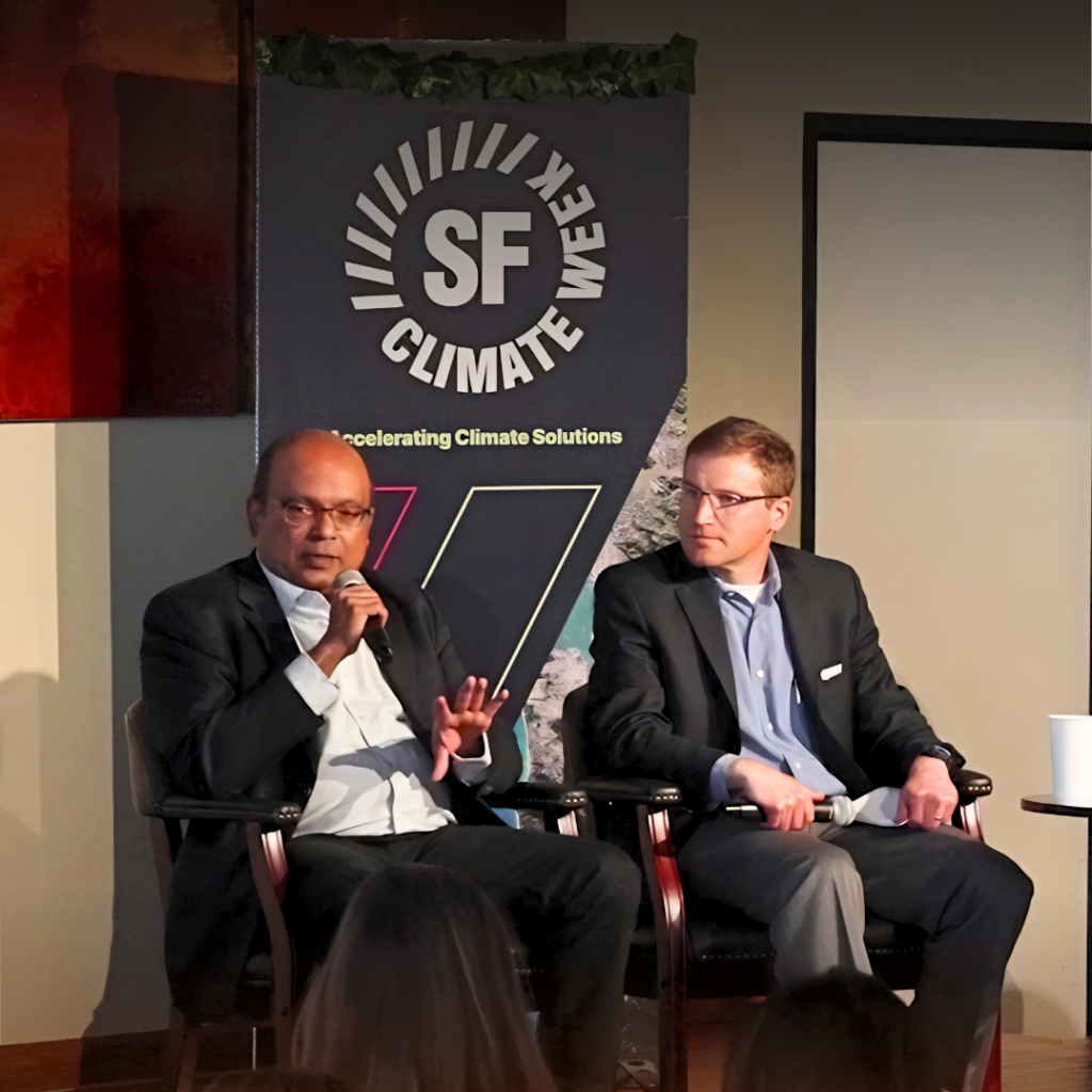 SkopeOne.io CEO Kethees Ketheesan on stage with a fellow panelist at The Energy Summit held at SF Climate Week 2026